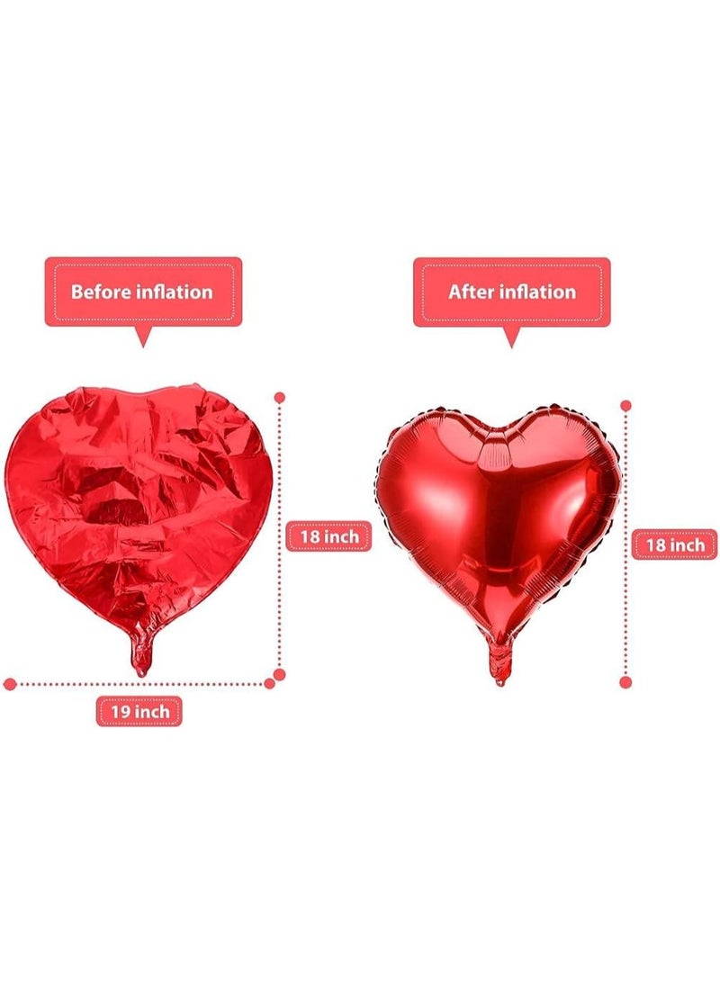 بالونات قلوب حمراء لتزيين يوم الحب – بالونات على شكل قلب بحجم 18 بوصة لزينة الفالنتاين – بالون فويل أحمر للحب مناسب لتزيين حفلات الزفاف وذكرى الزواج وحفلات يوم الحب (مجموعة من 10 قطع) - Image 4